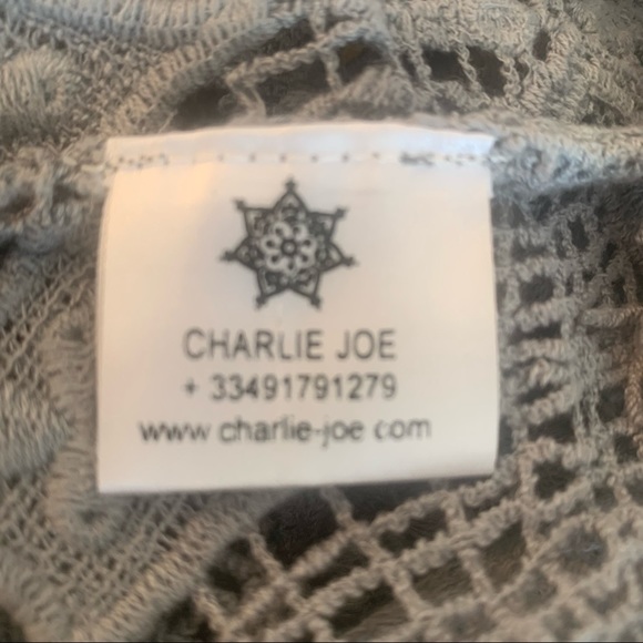 Charlie Joe size Small Bohemian Ziggy Top Gray Lace Dress Bikini Cover Up - Picture 4 of 7